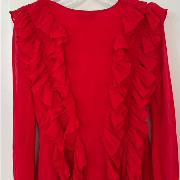 NWT Anthropologie Endless Rose LONG-SLEEVE RUFFLE MINI DRESS Size XS - Picture 8 of 10